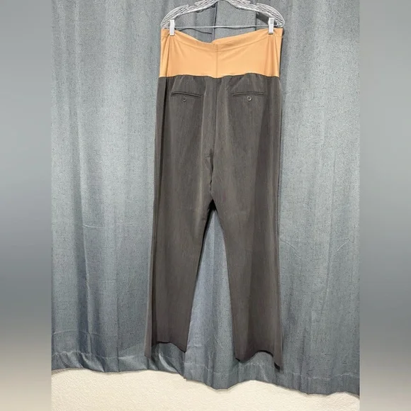 Duo Maternity Tan and Gray Pants - Picture 2 of 3